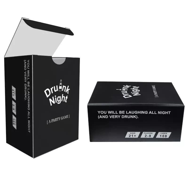 Drunk Night: A Party Game - Fun Drinking Game for Adults w/108 Cards, Hilarious Dares, Questions, & Challenges. Great for Game Nights, College, Tailgating, Bachelorette Party, After Parties and More!
